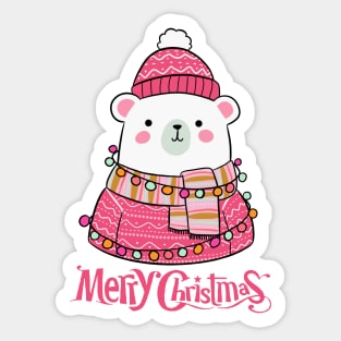 Merry Christmas a cute polar bear ready for the holidays Sticker